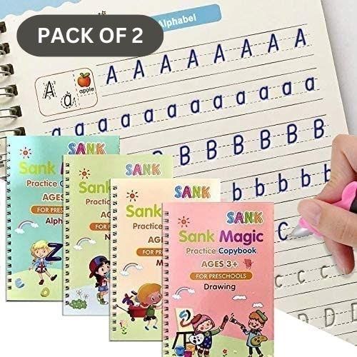 Rewritable Magic Book Set of 2 ( 8 Book + 20 Refill+2 Pen+2 Grip)